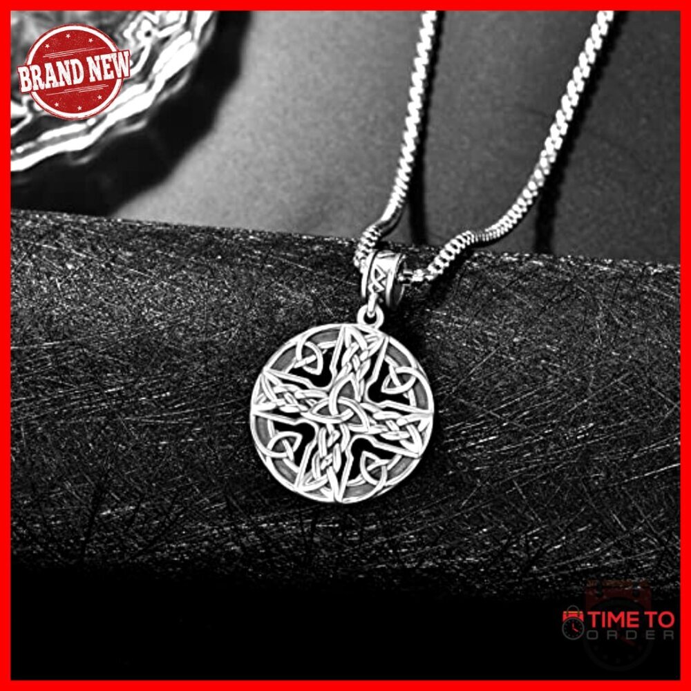 Sterling Silver Celtic Cross Pendant Necklace with 24 Inch Chain - Picture 3 of 7